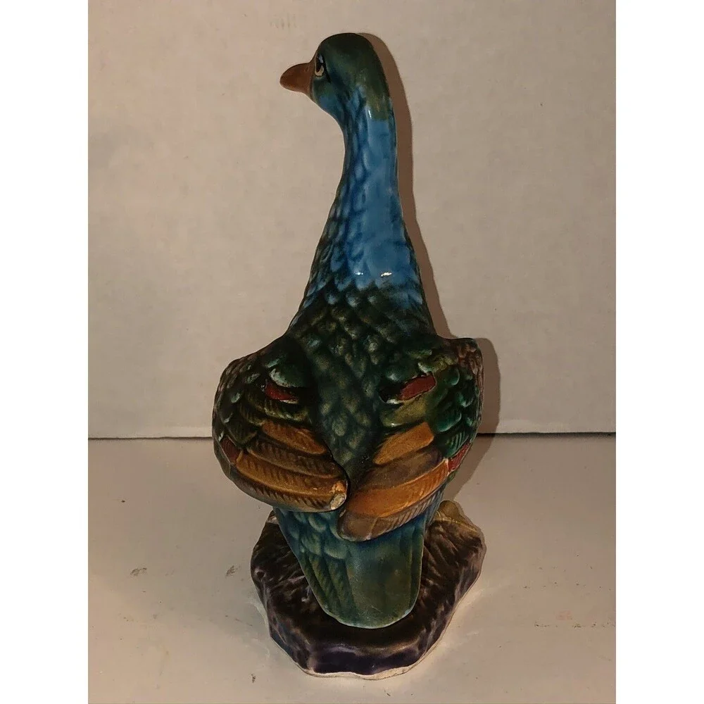 VTG 50s 60s TILSO Ceramic MALLARD DUCK Bird Figurine JAPAN Hand Painted 8” Tall